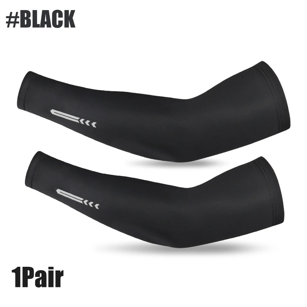 1Pair Ice Fabric Breathable UV Protection Running Cooling UPF 50 Arm Sleeves Fitness Basketball Elbow Pad Sport Cycling Outdoor