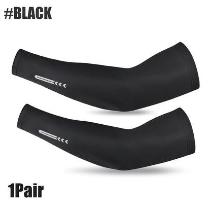 1Pair Ice Fabric Breathable UV Protection Running Cooling UPF 50 Arm Sleeves Fitness Basketball Elbow Pad Sport Cycling Outdoor