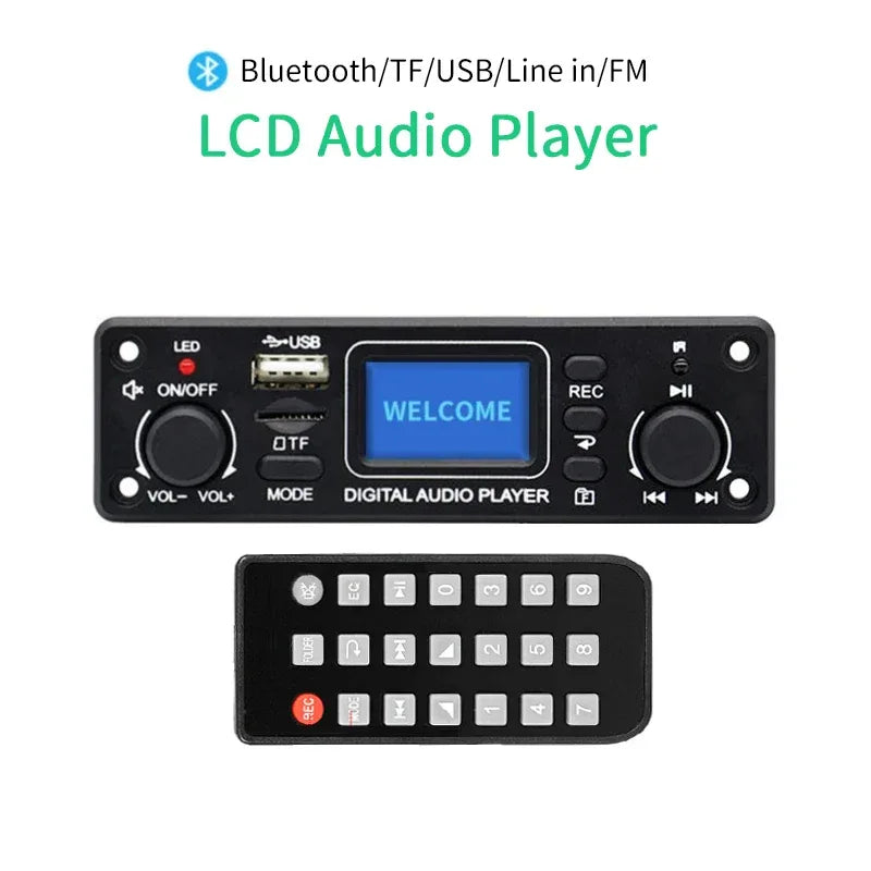 UNISIAN LCD Digital Audio Player Bluetooth MP3 Player Decoder Board 128*64 DOTS LCD USB SD BT FM Music Player Module TPM119B
