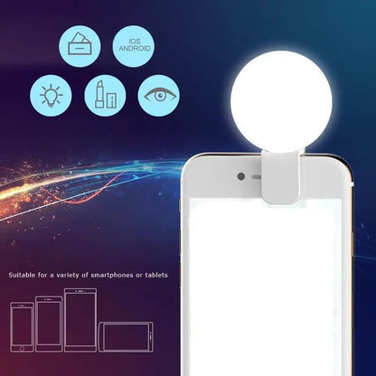 Portable Mini LED Selfie Ring Light for Mobile Phones Durable Three Step Dimming Photography Clip-On Fill Light for Perfect Self