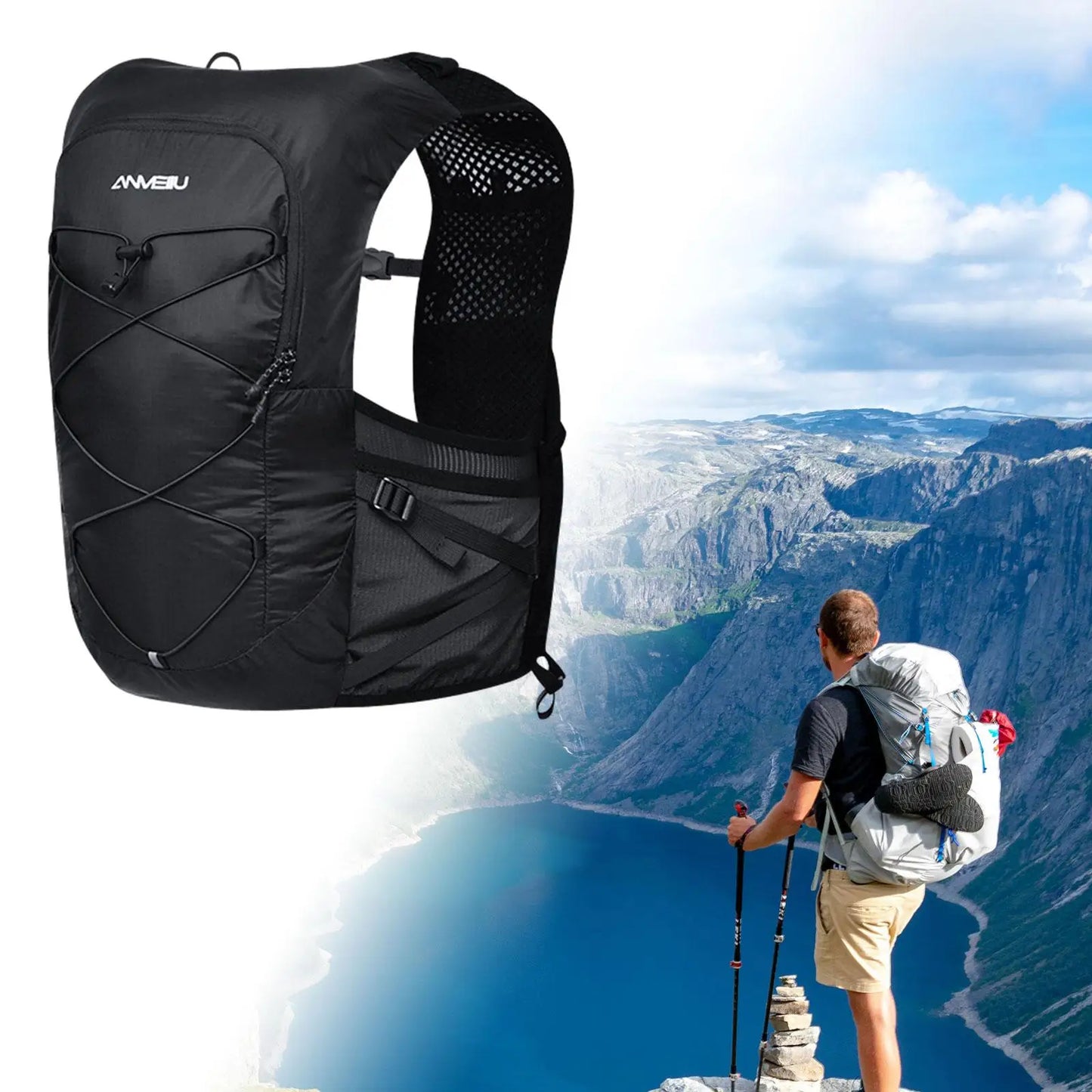 Running Backpack Hiking Bag Breathable Waterproof Portable Water Bottle Backpack Cycling Backpack for Camping, Adventure