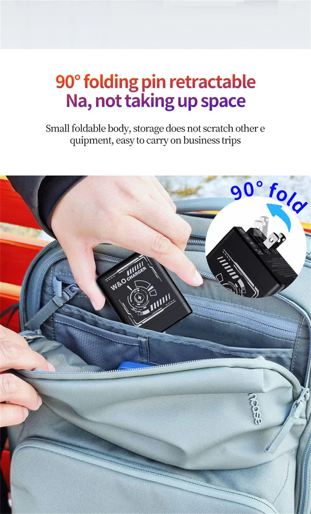 Multi Functional Folding Adapter Charging Protection GaN 20W PD3.0 Fast Charger With Retractable Type-C Cable Portable General