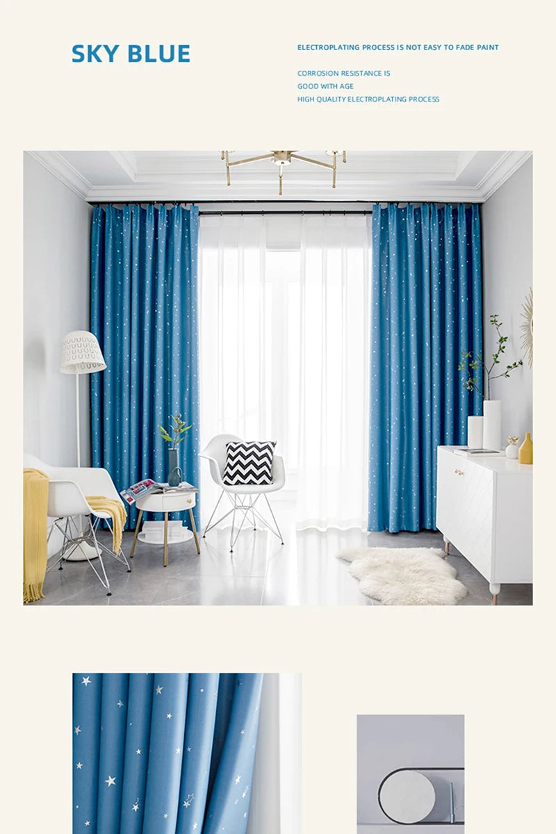 Home Children's Room Blackout Curtain Bedroom Soundproof Drapes Large Area Balcony Bay Window Curtains Modern Living Room Drape