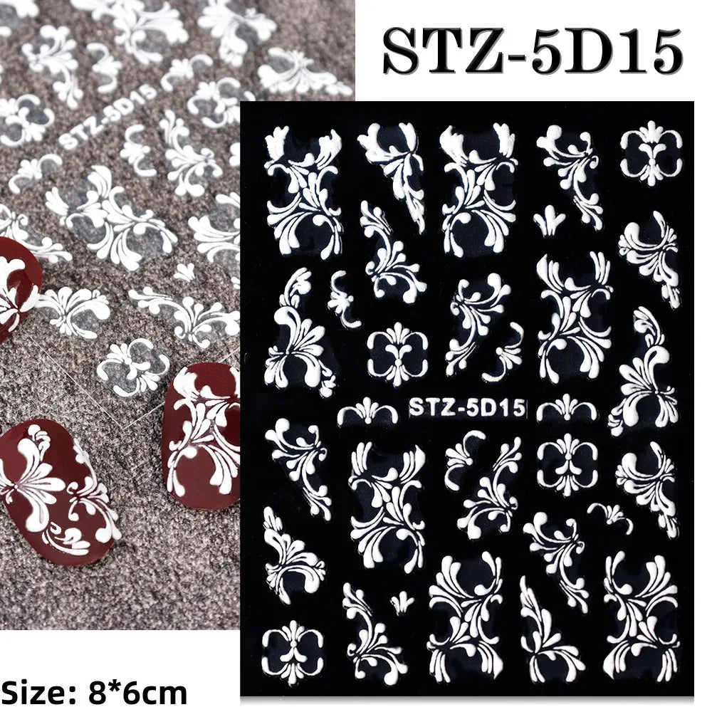 1pc Christmas Nail Art Stickers 5D Winter Holiday Themed Nail Decor Santa/Snowflakes/Christmas Trees/Gingerbread Nail Supplies *