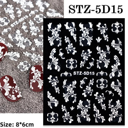 1pc Christmas Nail Art Stickers 5D Winter Holiday Themed Nail Decor Santa/Snowflakes/Christmas Trees/Gingerbread Nail Supplies *