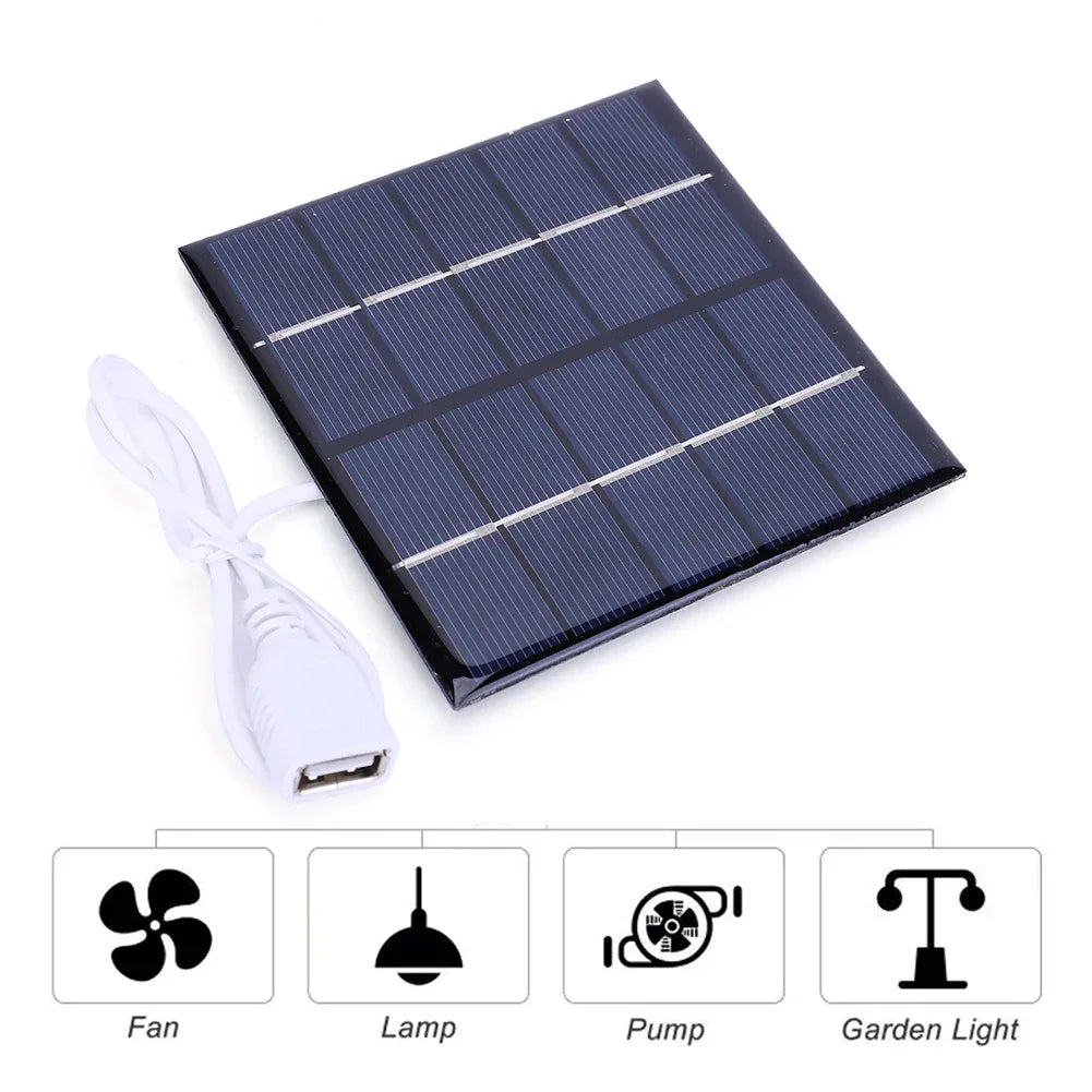 3/5W Battery Charger Solar Panel USB Output Polycrystalline Solar Panel Mobile Power Supply Lightweight for Charger 3.7V Battery
