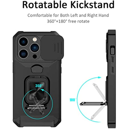 Case For iPhone 17 16 15 14 13 12 Pro Max Plus 8 7 Plus Mini Heavy Duty Protection With Sliding Camera Cover And Card Clip Cover