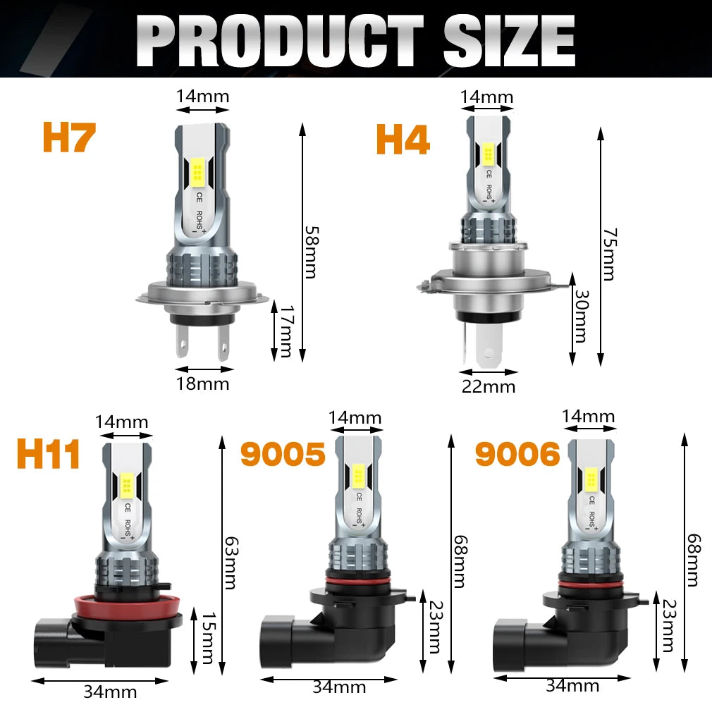 H8 H11 LED Headlights Canbus H7 9005 HB3 9006 HB4 Fog Light Bulb 30000LM 5500K LED Daytime Car Lamp for Auto 12V Headlamp