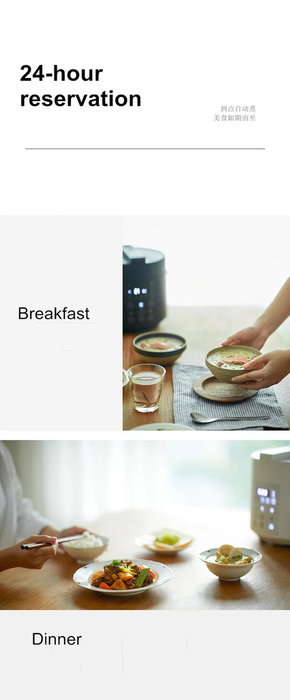 750W 2L Electric Rice Cooker Ceramic Glaze Pot 24H Pressure Cooker Multifunctional Automatic Rice Cooker for Small Kitchens