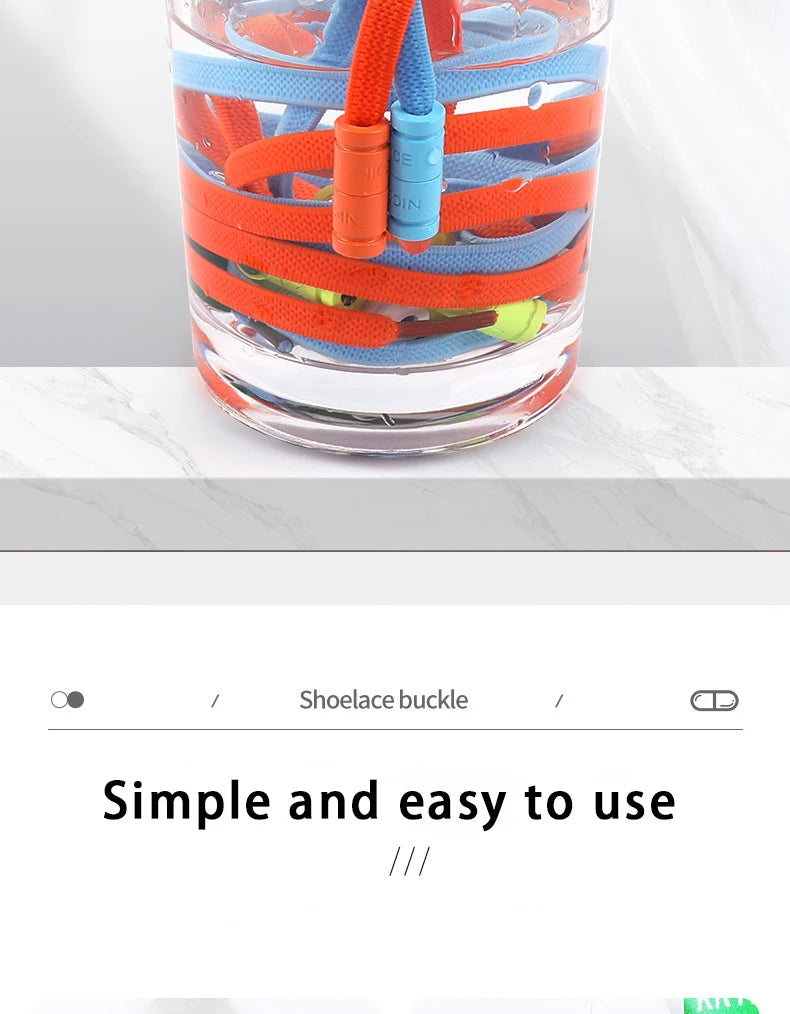 Elastic Laces Sneakers No Tie Shoe laces Colorful Capsule Lock Shoelaces Without ties Kids Adult 0.6cm Flat Shoelace 1Pair/2Pair