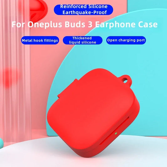 Protector Case for OnePlus Buds 3 Earphone Thicken Silica Gel Protective Sleeve Soft Shell AntiFall Safeguard With Hook Washable