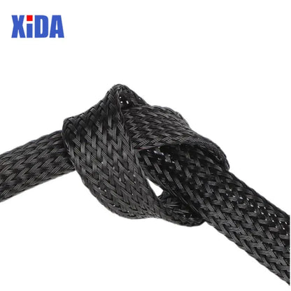 PET Black Cable Sleeve 6/8/10/14/20/30mm Insulated Braided Sleeving Data Line Protection Wire Cable Flame-Retardant Nylon Tube