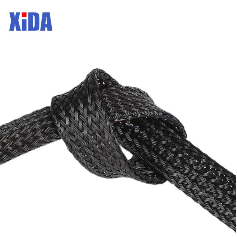 PET Black Cable Sleeve 6/8/10/14/20/30mm Insulated Braided Sleeving Data Line Protection Wire Cable Flame-Retardant Nylon Tube