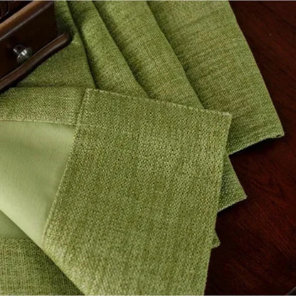 Pastoral Blackout Curtain Green Linen Fabric Window Screen Leaves Embroidered Curtain Tulle for Living Room Bedroom American