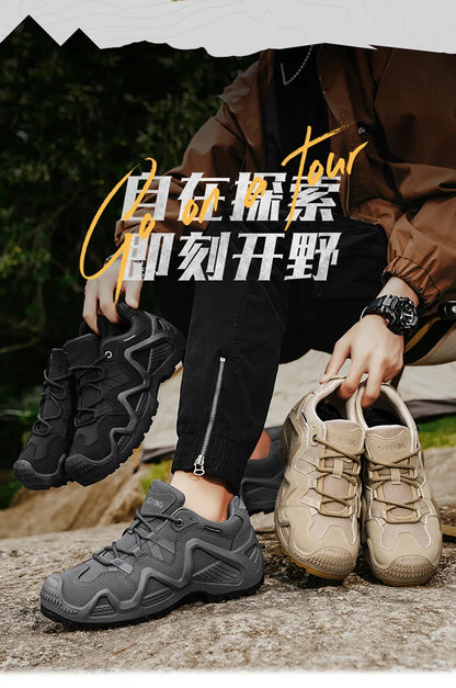 Men Sneakers 2025 Autumn New Outdoor Hiking Shoes Retro Platform Non-slip Casual Sneakers Lace-up Climbing Shoes Sports Shoes