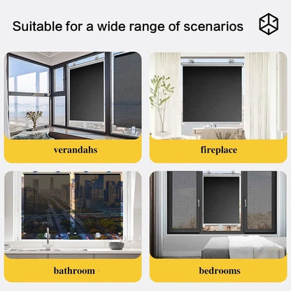 Cordless Retractable Roller Shades Black Home Office Windows Sunshade Thermal Blinds Without Drilling Blackout Curtain