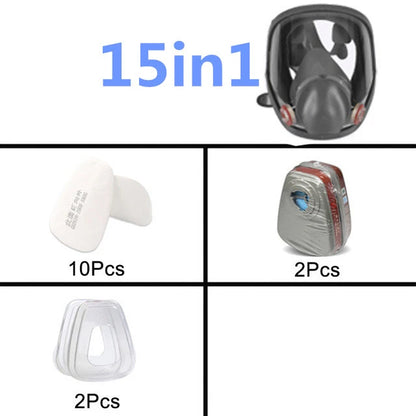 15 in 1 full face mask, reusable, wide field of vision, widely used in paint and welding woodworking 6800 respirator