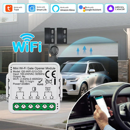 Tuya Smart Garage Door Switch Module Wifi 100-240V Gate Opener Controller for Alexa Google Home Assistant Yandex Voice Control