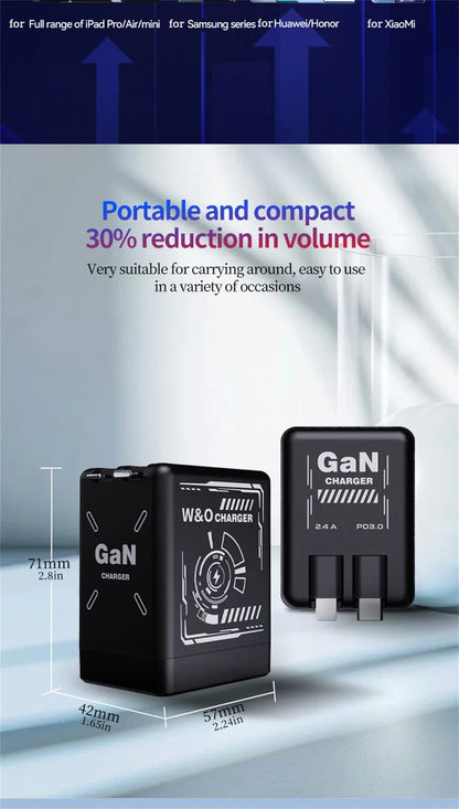 Multi Functional Folding Adapter Charging Protection GaN 20W PD3.0 Fast Charger With Retractable Type-C Cable Portable General