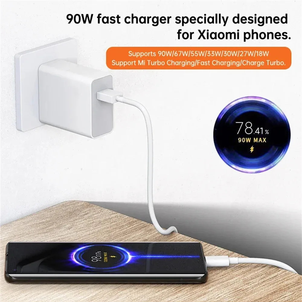 90W Fast Charger For Universal USB Charging Power Adapter USB To Type C Quick Charging Cable Accessories Wall USB Charger