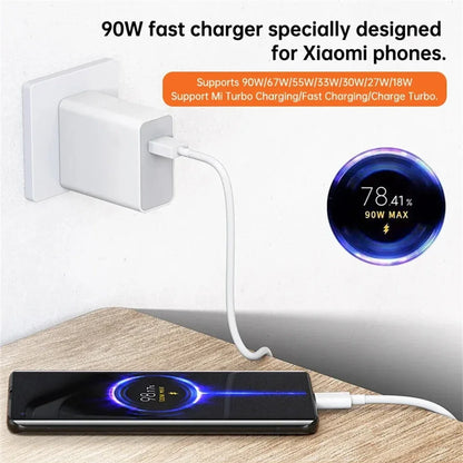 90W Fast Charger For Universal USB Charging Power Adapter USB To Type C Quick Charging Cable Accessories Wall USB Charger