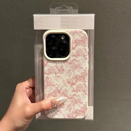 Pink Floral Lichee Pattern For IPhone 17 17Air 16 15 14 13 12 11 Pro Max Case Silicone Cover For IPhone 16 15 14 Plus Plus Case
