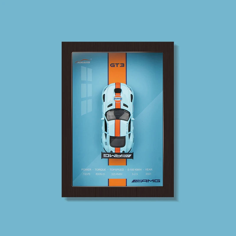 1:32 3D Photo Frame Wall Hanging Paintings Alloy Metal Diecast Model Car Home Trend Toy Decorations Display Valentine's Day Gift