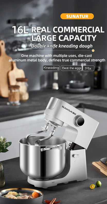 SUNATUR 16L Stand Mixer 2200w electric kitchen blender Commercial Food processor Large capacity Two kneading hooks dough mixer