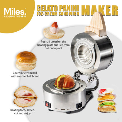 Hot Sale Gelato Burger Heat Press Table Top Ice Cream Sandwich Maker for Small Business UFO Burger Maker Stainless Panini Maker