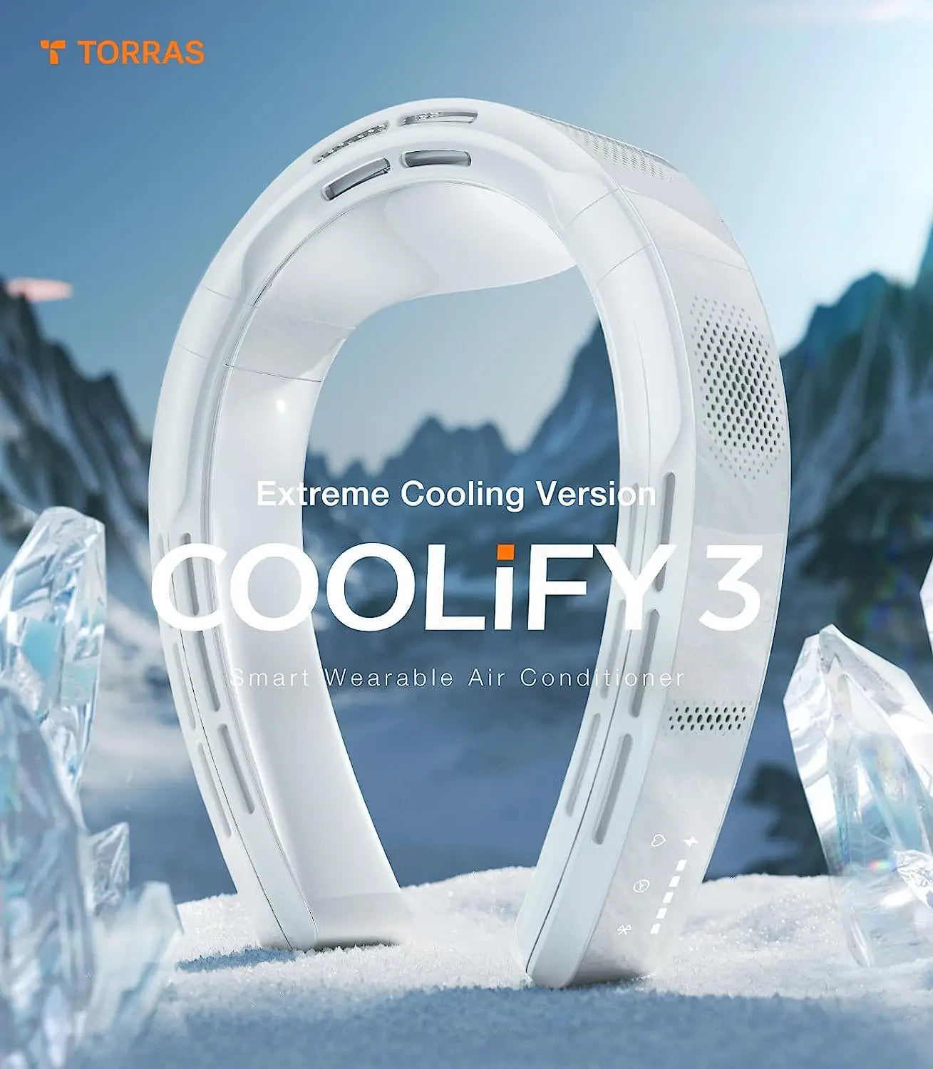 COOLIFY 3 Neck Air Conditioner Heater Cooling Neck Fan 6000mAh Bladeless Portable Fan AI Temp Control Wearable Cooler Black