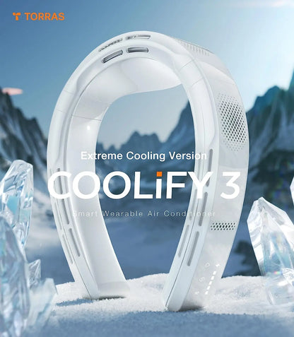 COOLIFY 3 Neck Air Conditioner Heater Cooling Neck Fan 6000mAh Bladeless Portable Fan AI Temp Control Wearable Cooler Black