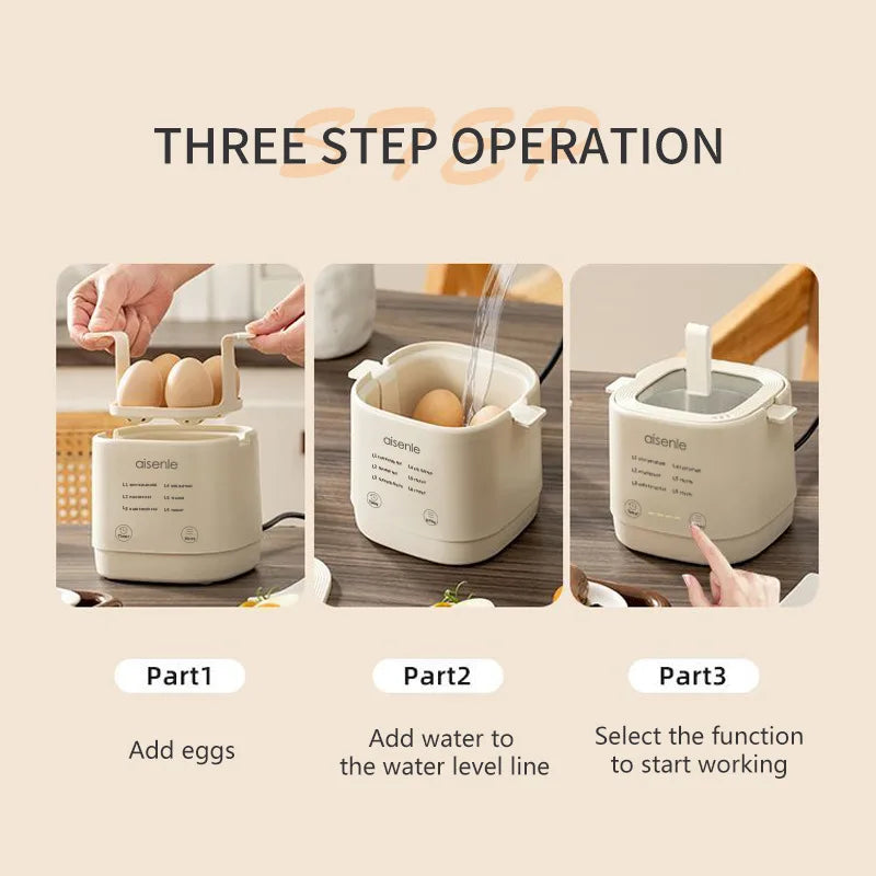Electric Egg Cooker Multi-Functional Household Egg Cooker High Capacity Soft Medium Hard-Boiled Egg Cooker Egg Custard Steamer