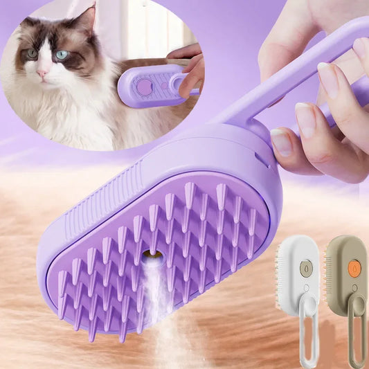Steamed dog brush with essential oil Electric Spray Cat Hair Brush 3 in1 Dog Steamer Brush for Massage Pet Grooming Removing by PDG ibma