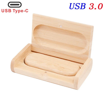 2 IN 1 TYPE-C USB 3.0 Flash Drive 128GB Free Custom Logo Pen Drive 64GB Wooden Pendant Memory Stick 32GB Creative Wedding Gift
