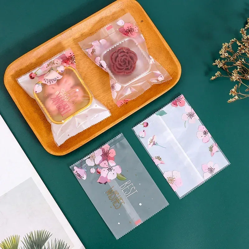 100Pcs Mooncake Wrapping Bag Machine Seal Plastic Bags For Egg Yolk Cookie Packaging Mid-Autumn Festival Party Decor Supplies