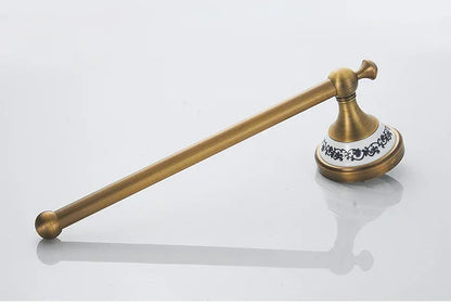 Antique Brass 2pc Bathroom Accessories Set, Bronze Dispenser Towel Rod and Toilet Paper Holder for Bathroom Wall Mounted