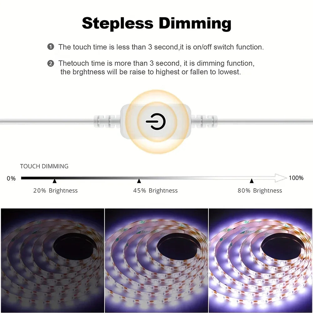 Led Strip Lights Touch Switch Dimmer USB DC5V 30LEDs/m 2835 Flexible Lights Tape Ribbon For Room Kitchen Cabinet Lighting Decor