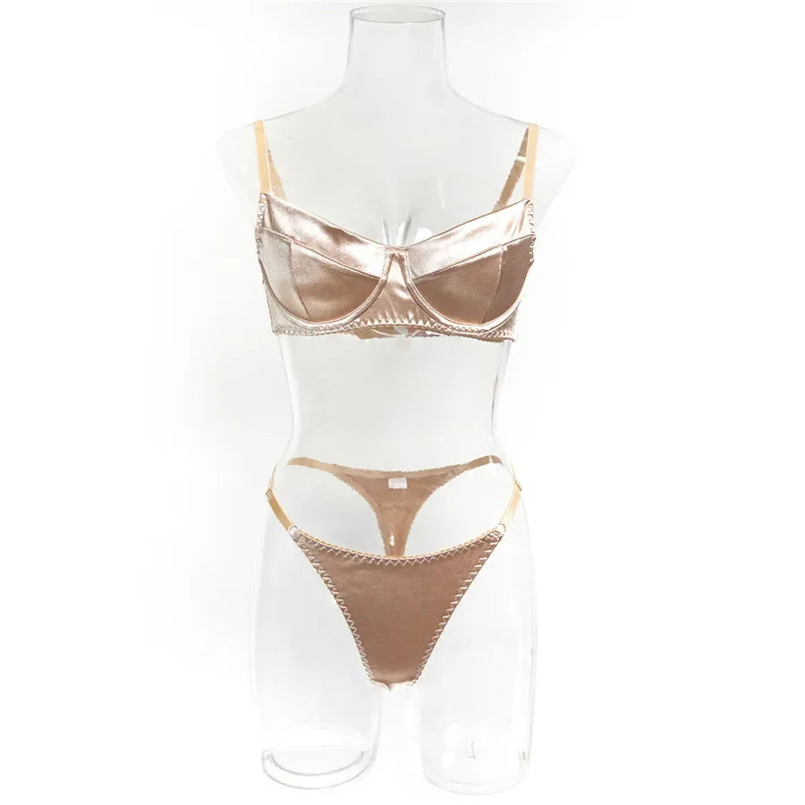 Sexy Bra Brief Sets Seamless Solid Brown Romantic Lingerie Women Vintage Thin Underwear Comfortable New Arrival Exotic Sets