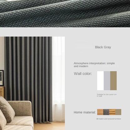 Modern Simple Balcony Drapes Light Luxury Bedroom Thick Blackout Curtain Large Area Bay Window Curtains Home Living Room Drape