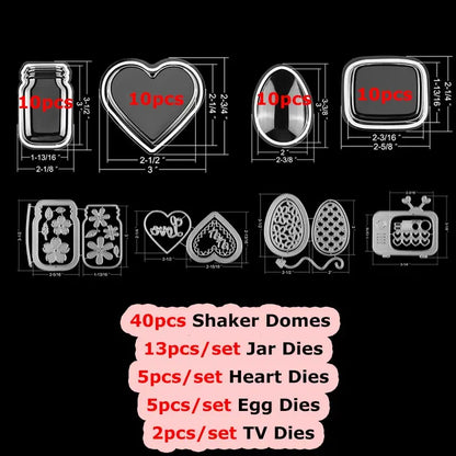 Bundle Deal Jar Heart Egg TV Dimensional Shaker Domes Basic Geometry Shaker Blisters Easter Valentine's Day Card Making Supplies