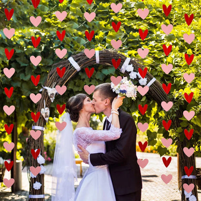 6Pcs Red/White Anniversary Heart Love Spiral Swirl Hanging Garland Balloon Straws for Valentine's Day Wedding Party Decorations
