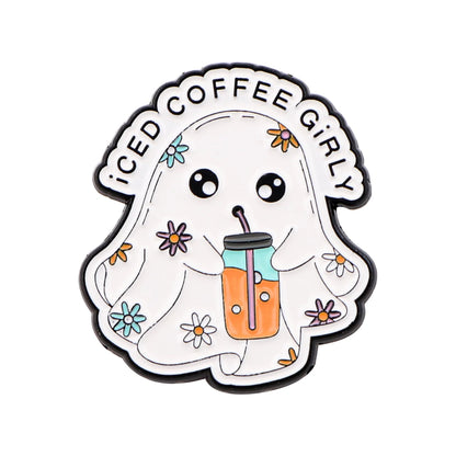 Broche fantôme d'Halloween en émail, style dessin animé, pin's pour homme, badge à accrocher à un sac à dos, accessoire de mode, bijou mignon, cadeau idéal pour les fêtes.