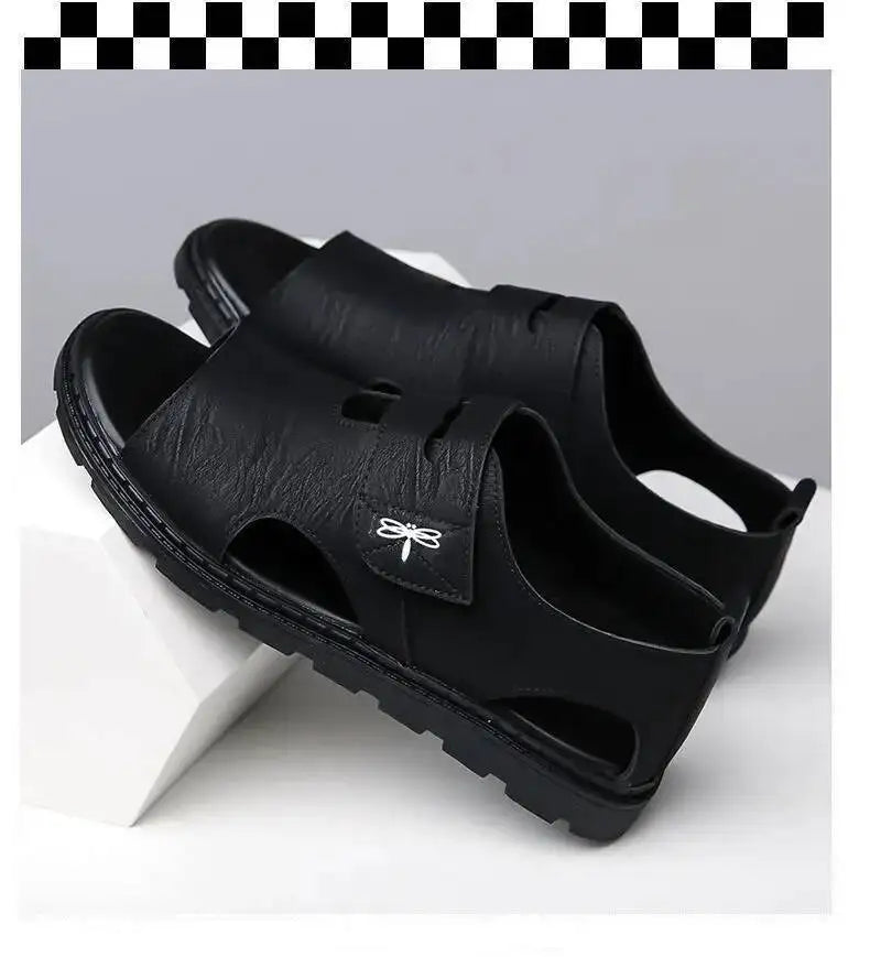 2025 New Fashion Brand Roman Sandals For Men Soft Sole Comfortable High-Quality Leather Beach Men's Casual Shoes