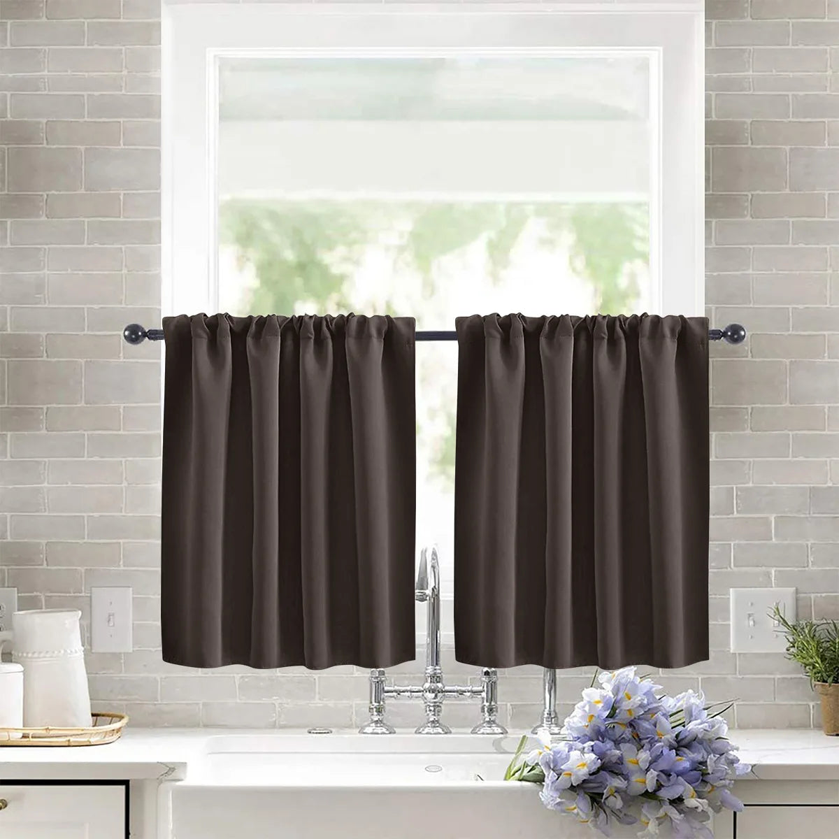 Modern Simple New Solid Color High-precision Short Curtain Finished Blackout Curtain Kitchen Partition Curtain Coffee Curtain.
