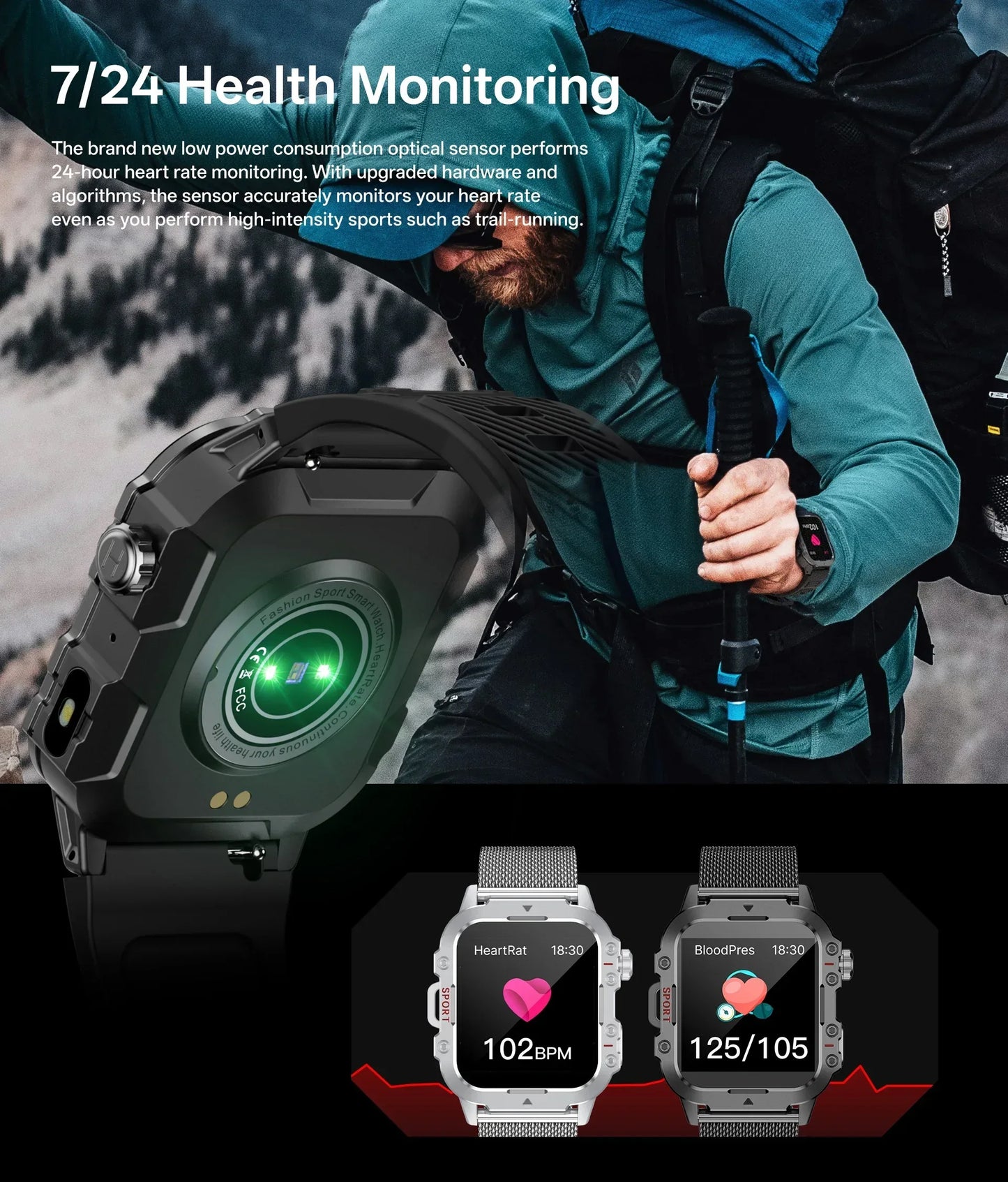 2024 Smart Watch Android Phone 1.44'' Inch Color Screen Bluetooth Call Blood Oxygen/Pressure Monitoring Smart Watch Women Men