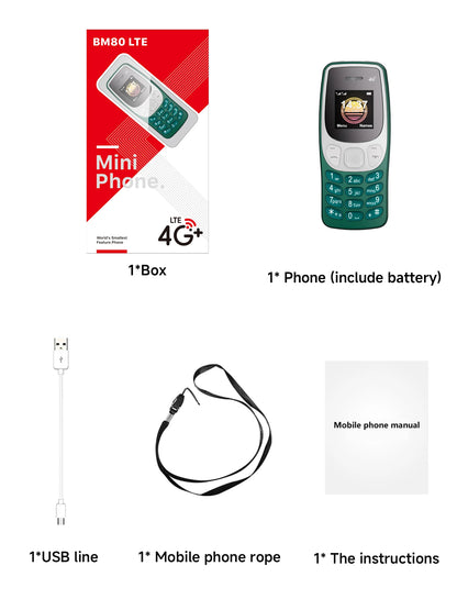 SERVO BM80 LTE 4G Mini Mobile Phone Dual SIM Standby Speed Dial Blacklist Call Recording 0.85" Screen Super Small Phones Back-up