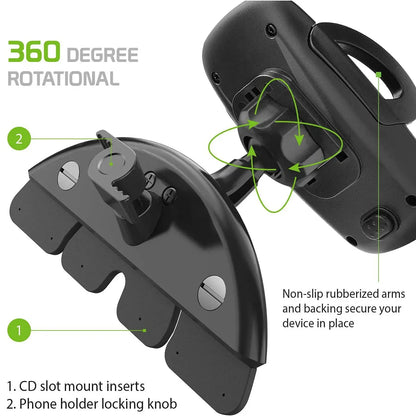 CD Slot Car Phone Mount Holder Compatible for Apple iPhone 14 Pro Max Plus 13 12 11 Xs Xr X Mini SE Samsung Z Fold, Z Flip