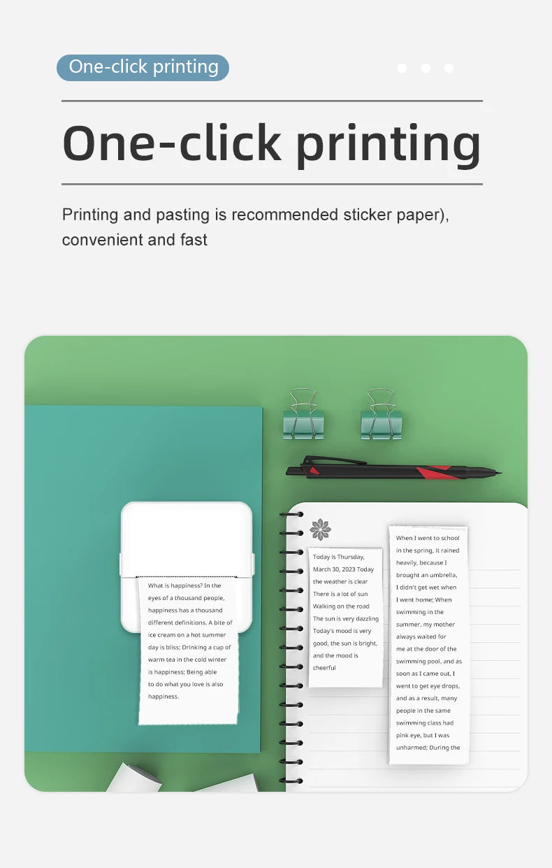 X6 Mini Pocket Sticker Printer Bluetooth Wireless Connection Portable Sticker Maker for Learning Note Journal DIY Work and Photo