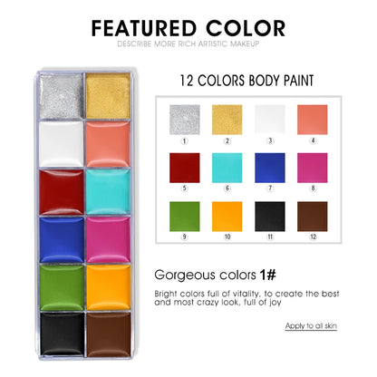 IMAGIC 12Colors Face Body Art Safe Kids Flash Tattoo Painting Halloween Christmas Party Makeup Drawing Pigment Drama Beauty Tool