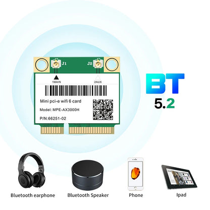 Wifi 6 3000Mbps Bluetooth 5.2 Mini PCI-E Card For AX200 AX200HMW Wireless Adapter MPE-AX3000H For Laptop Win 10 11
